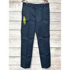Dickies Slim Fit Work Pants Mens 34x34 Navy Straight Leg Wrinkle Resistant NWT
